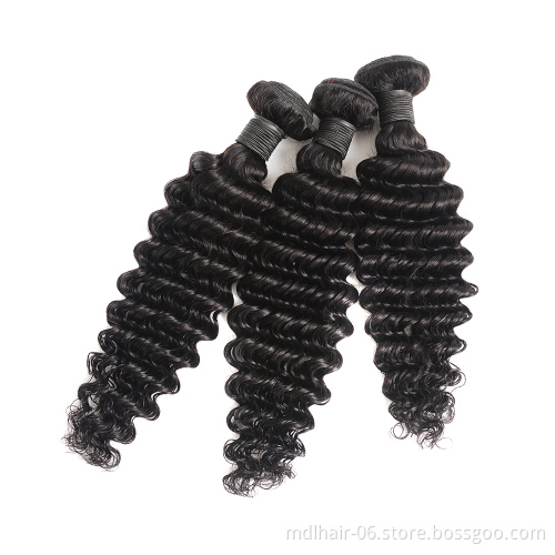 Wholesale BrazilIan Hair Deep Wave Hair 4 Bundles with Closure Remy Human Hair Weave Bundles With Closure Natural Color